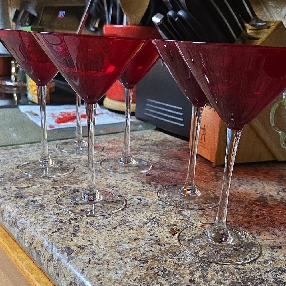 Crimson Martini Glass Set - Picture 2 of 8